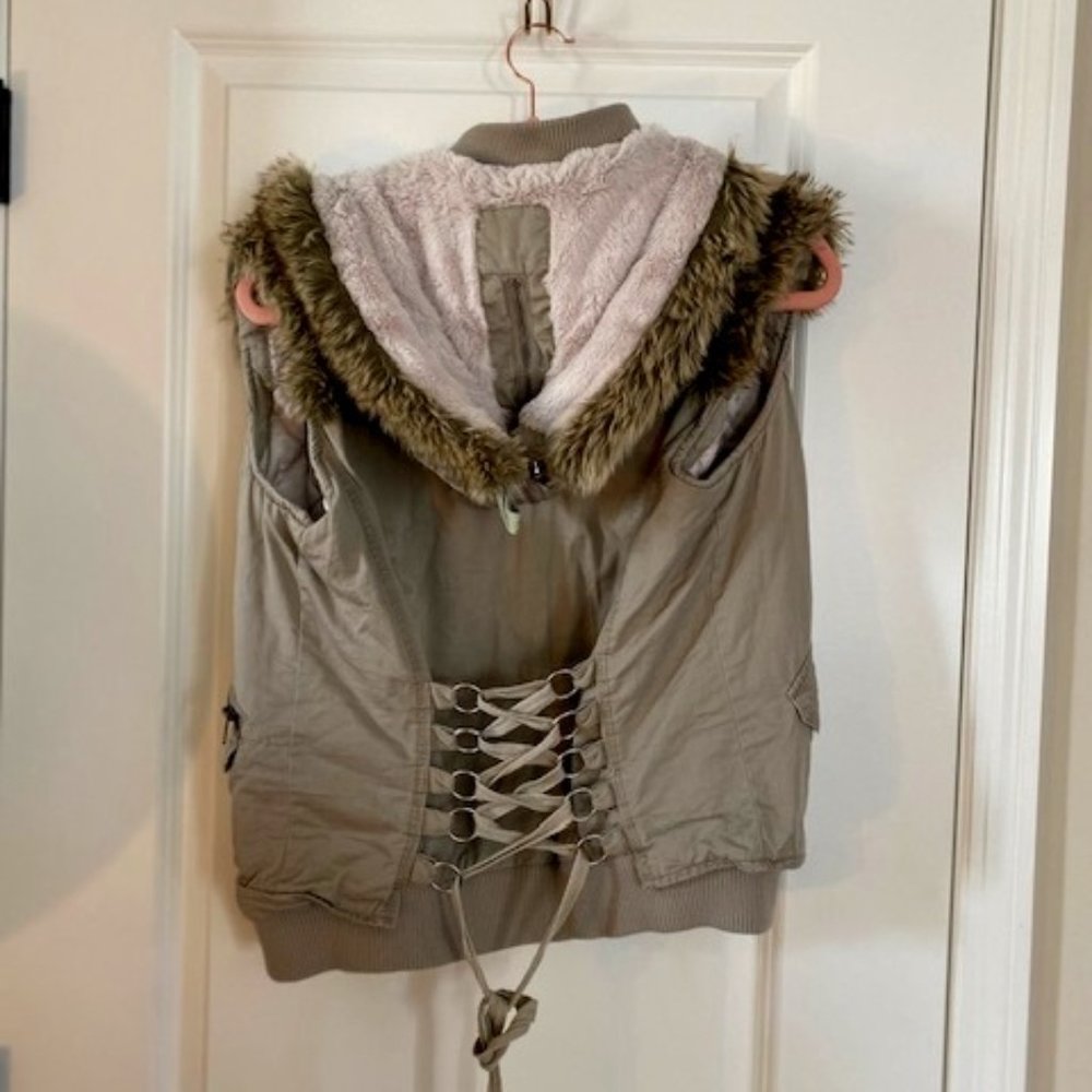 Anthropologie MURMUR Corset Vest with Detachable Hood